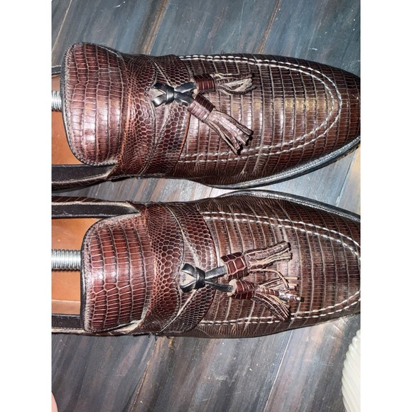 Allen Edmonds Clayton Men Brown  Loafers Exotic Lizard Skin Tassel Shoes 9D $695 - Picture 7 of 10